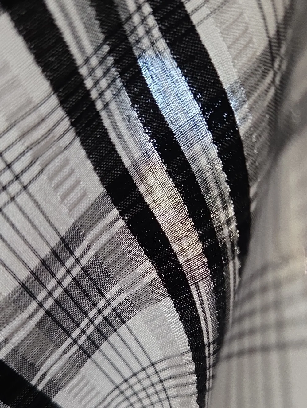 Vintage Texture Plaid Black-Grey-White Lightweight Cotton SEW Fabric 2.1 Yards